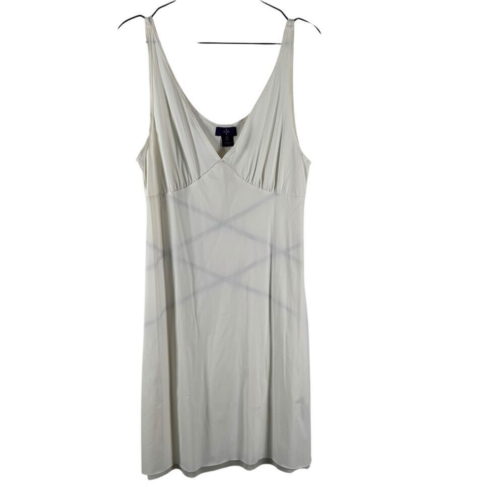 NYDJ Women's Cream Cotton Stretch Sleep Criss-Cross Sleeveless Top Size 12